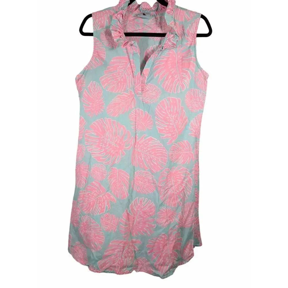 Haley & The Hound Sleeveless Pink & Turquoise Palm Dress Women’s Size Large